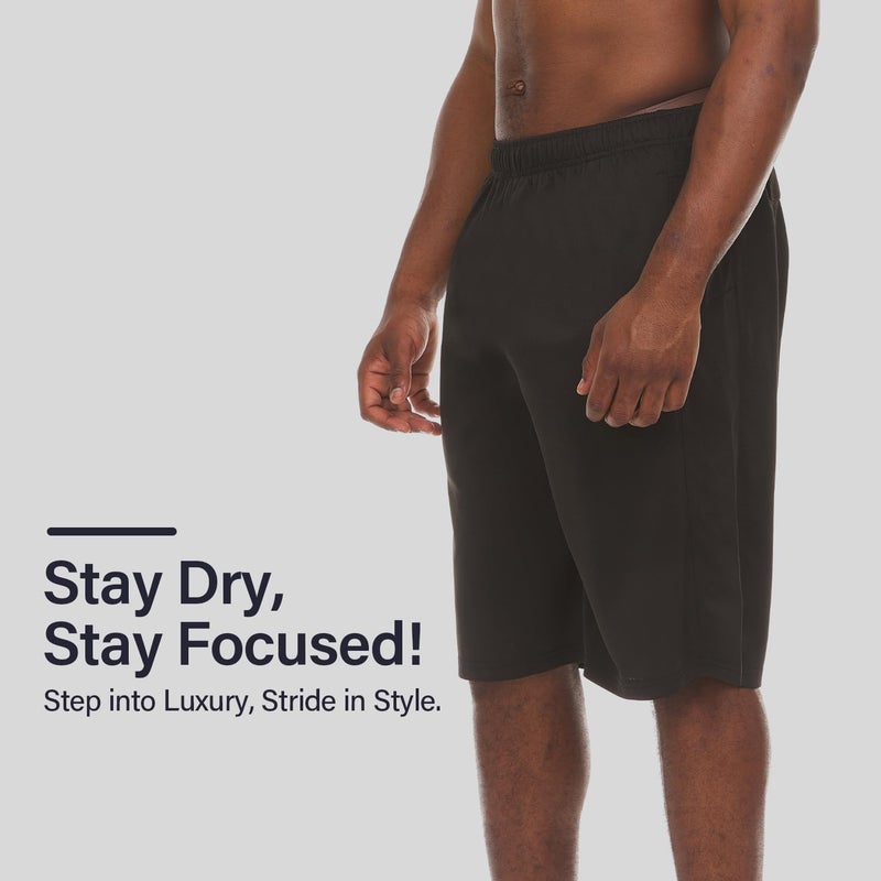 Essential Elements 4 Pack: Men's Dry-Fit Sweat Resistant Active Athletic Performance Shorts - Image 2